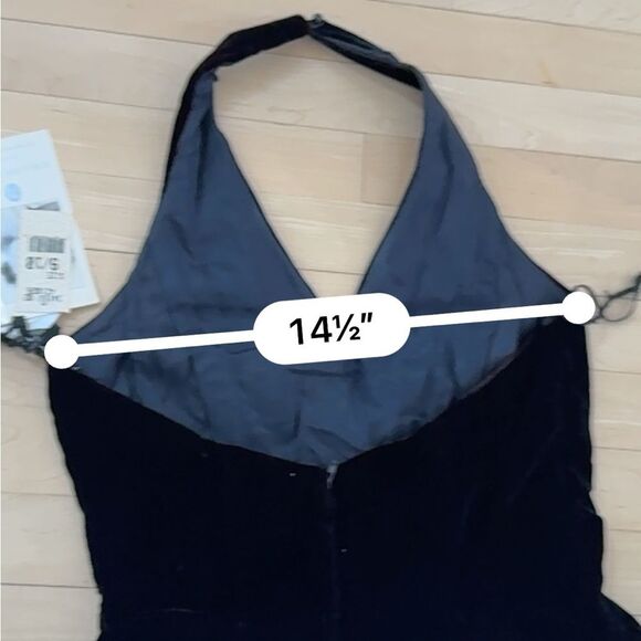 Jessica McClintock Gunne Sax Tuxedo Style Halter Dress in Cream and Black 9/10 N - Picture 14 of 16